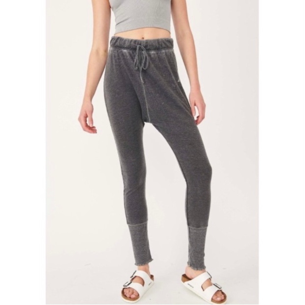 FREE PEOPLE COZY ALL DAY HAREM WASHED BLACK LEGGING,JOGGERS SIZE XS - Picture 7 of 11